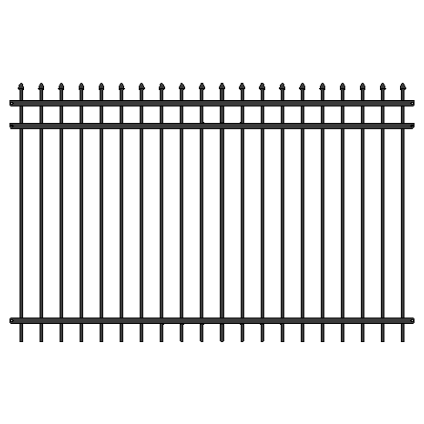 Fortress Fencing Versai V2 Commercial Pressed Spear Three Rail Fence Panel